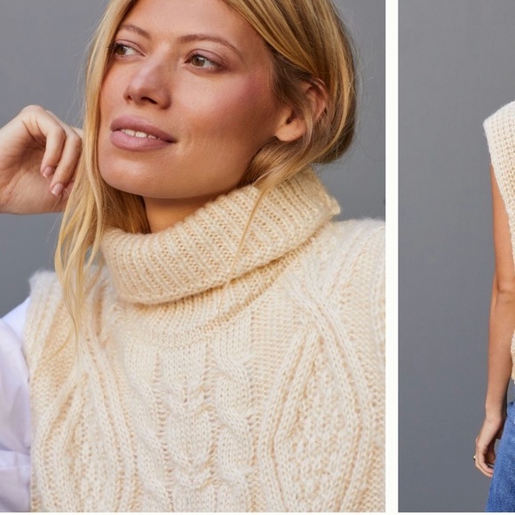 Anthropologie NWT Cable-Knit 🧶 Turtleneck Vest One Size . - Picture 4 of 6